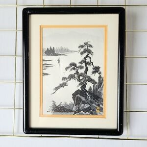 Imoto Tekiho "Pine Tree and River" Japanese Woodblock Print